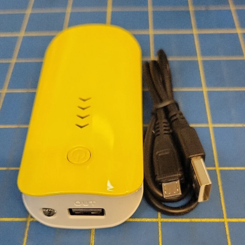 Yellow Portable Power Bank with USB Cable